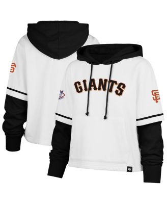 '47 Brand - Women's White San Francisco Giants Trifecta Shortstop Cropped Pullover Hoodie