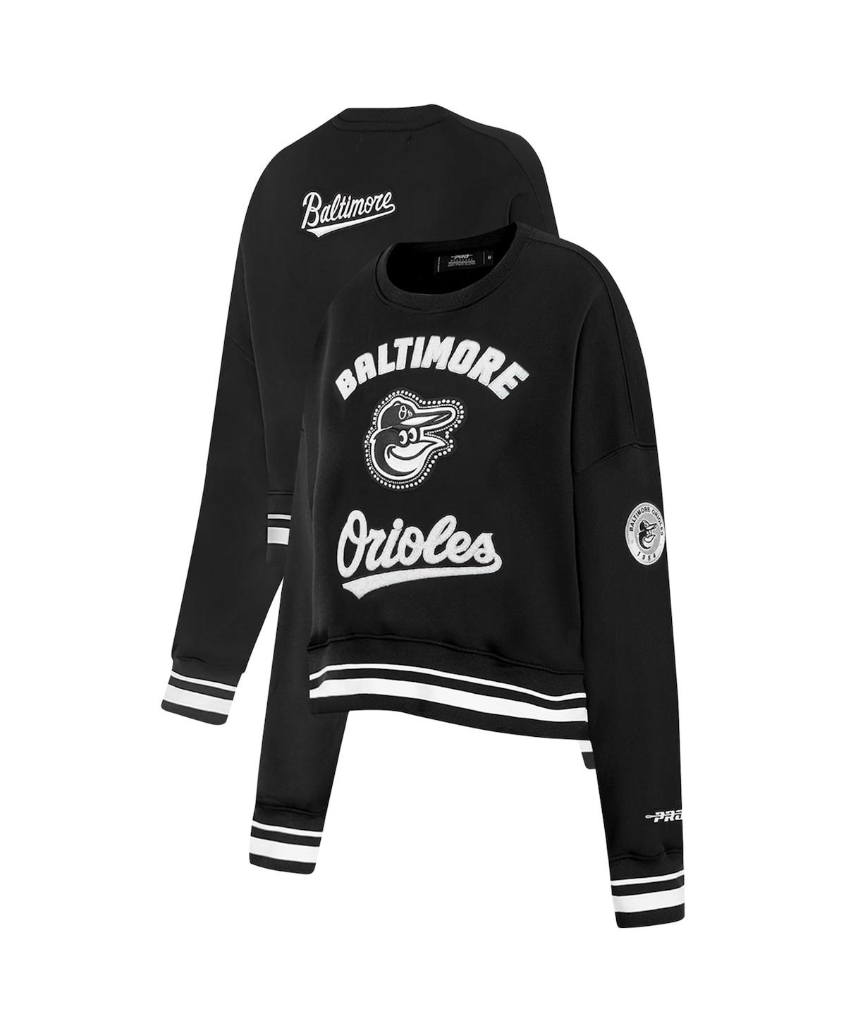 Women's Black Baltimore Orioles Cultivated Pearl Cropped Pullover Sweatshirt - Black