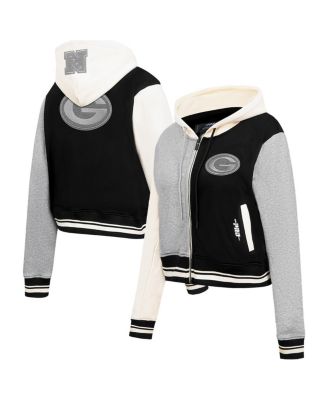 Pro Standard - Women's Gray Green Bay Packers Reverse French Terry Color Block Full-Zip Hoodie Jacket