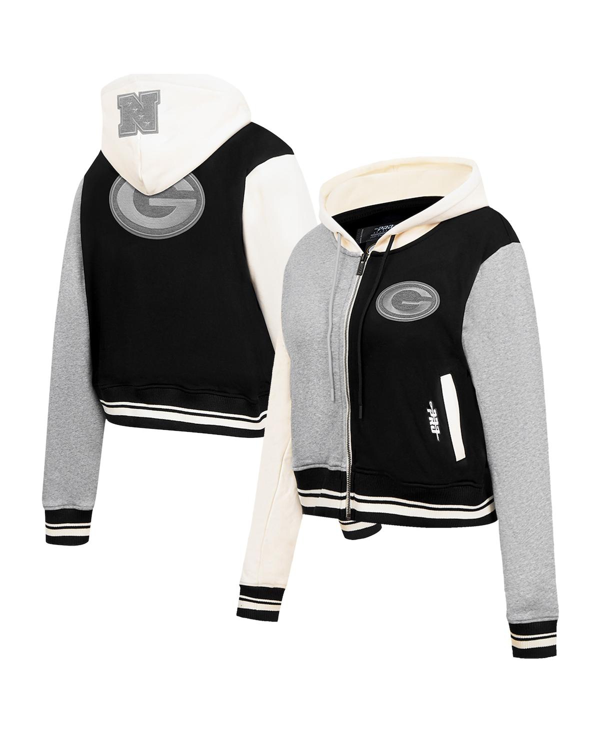 Women's Gray Green Bay Packers Reverse French Terry Color Block Full-Zip Hoodie Jacket - Gray