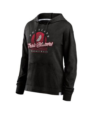Women's Black Portland Trail Blazers Full Steam Slub Hoodie T-Shirt