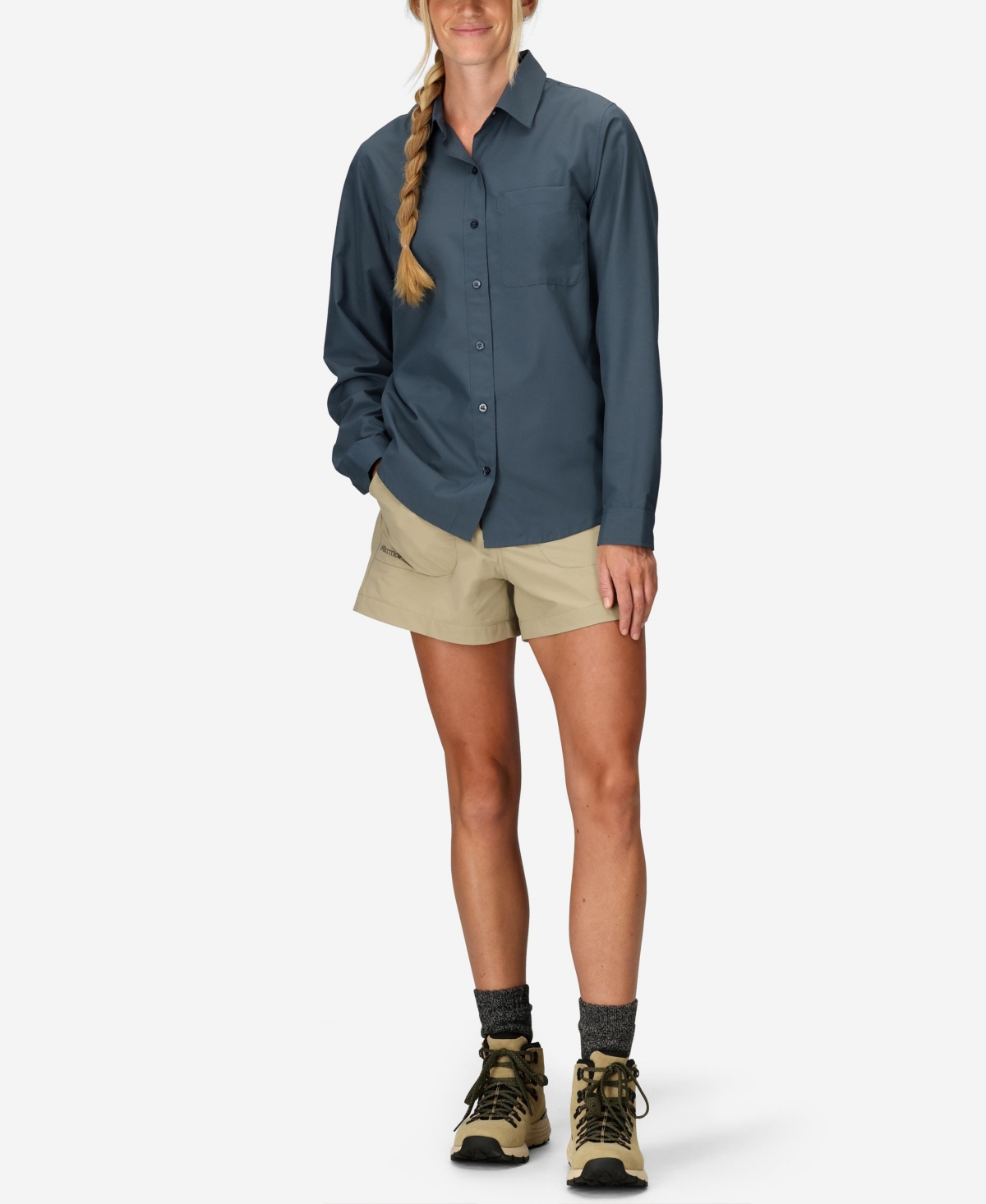 Marmot Women's Air Exchange Upf 40 Ls Classic Collar Shirt In Thunderhea