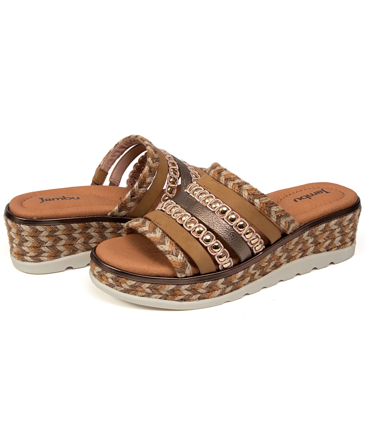 Jambu Dahlia Wedge Sandal In Tan Multi