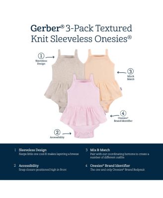 Baby Girls' 3-Pack Sleeveless Skirted Onesies Bodysuits, Winsome Orchid