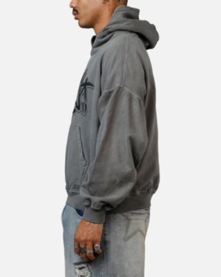 Men's Tagged Hoodie, Washed Charcoal- M