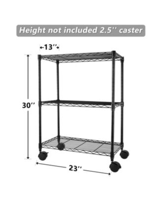 Simple Deluxe Heavy Duty 3-Shelf Shelving with Wheels, Adjustable Storage Units, Steel Organizer Wire Rack, 23" W x 13" D x 33" H, Black