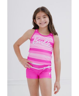 Girls Racerback UPF 50+ Tankini Top and Swim Shorts Outfit Set