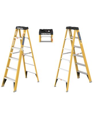 Fiberglass Step Ladder 6-Step 300LBS Yellow