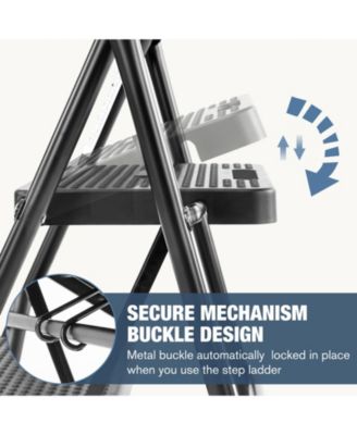 3 Non-slip step ladder, quick folding steel ladder Sturdy metal supported household tools for home/office work at altitude, portable step tools