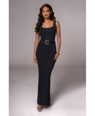 Plus Size Black Moonrise Ribbed Maxi Dress