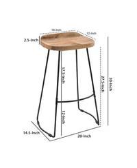 Industrial Barstool – Backless Mango Wood Seat with Metal Frame