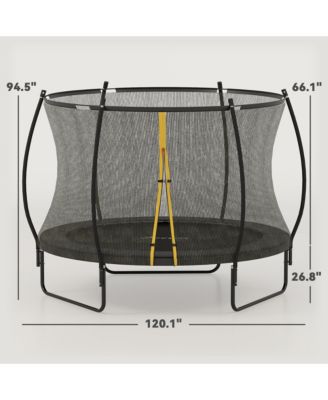10ft Outdoor Trampoline with Net Enclosure, Curved Poles,