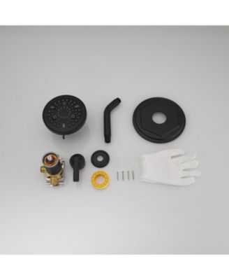 Single Handle 9-Spray Round Rain Shower Faucet 1.8 GPM with Pressure Balance Valve in. Matte Black