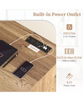 Computer Desk with Power Outlet Keyboard Tray and 3 Large Drawers