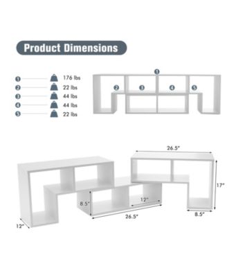 3 Pieces Adjustable TV Stand for TVs up to 65 Inch with Shelves