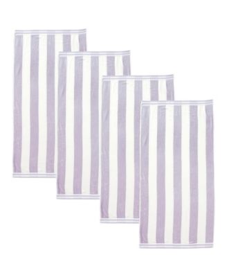 100% Cotton Velour Cabana Stripe 4-Pc. Beach Towel Set, 35" x 70"