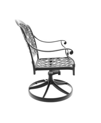 Streamdale 2 Cast Aluminum Swivel Patio Chairs, Black Frame, Random Color Cushions