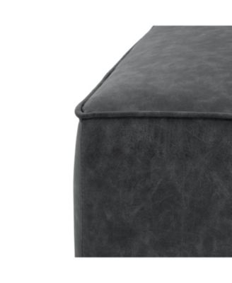 Streamdale Square PU Leather Ottoman,Black