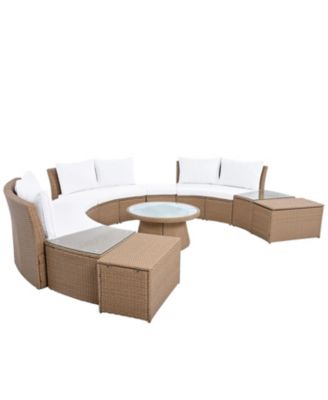 Streamdale 10-Pc Outdoor Rattan Sectional Sofa Set, White