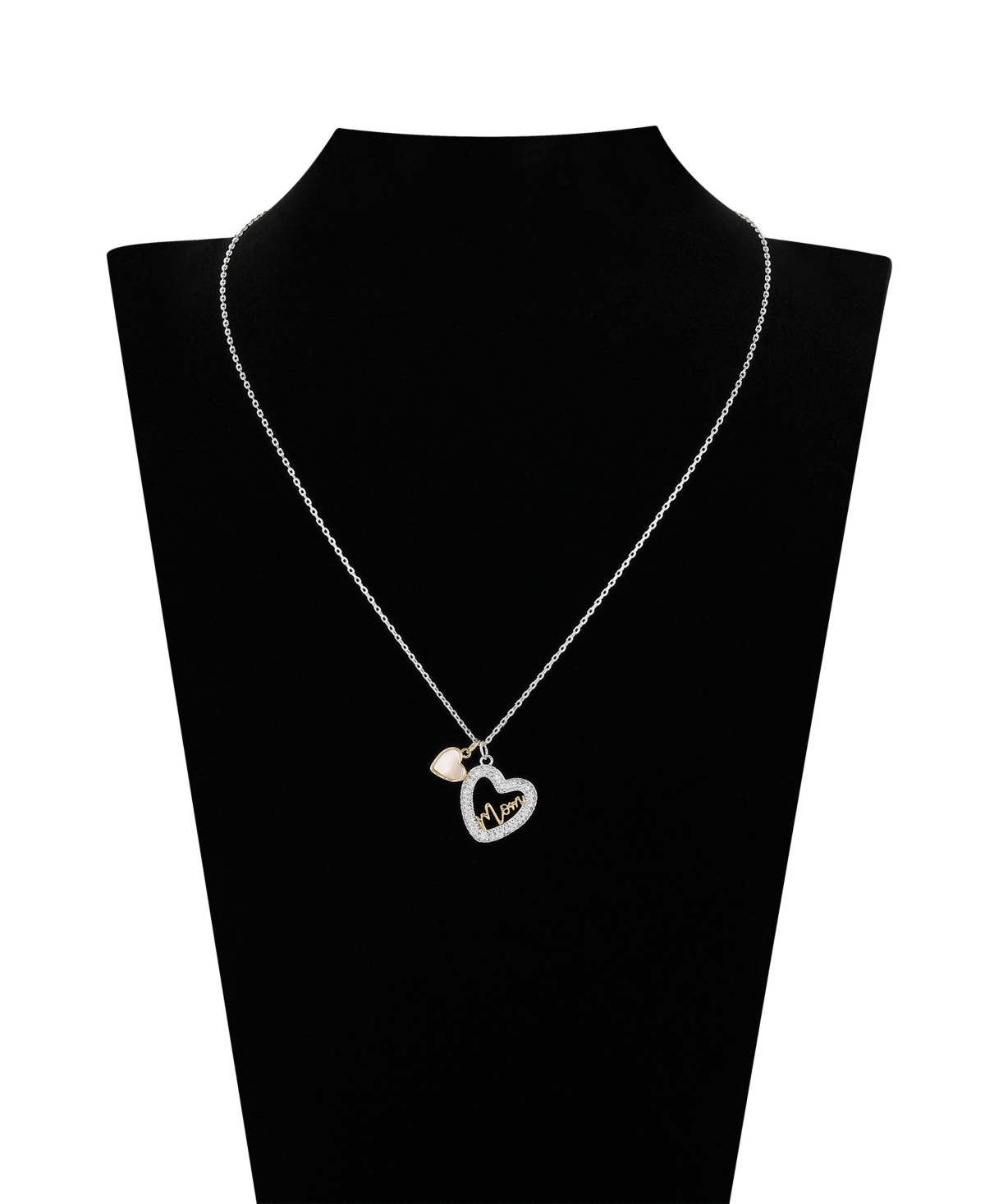 Unwritten Cubic Zirconia And Mother Of Pearl Mom Open Heart Necklace In Two-tone