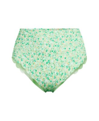 Women's Tugless Scallop High Waisted Bikini Bottoms