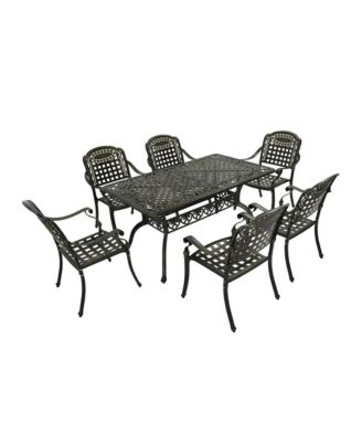 7-Piece Outdoor Patio Furniture Set Dinning Chair with Foldable Table