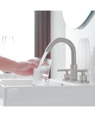 8 in. Widespread 2-Handle Mid-Arc Bathroom Faucet with Valve and cUPC Water Supply Lines in Brushed Gold