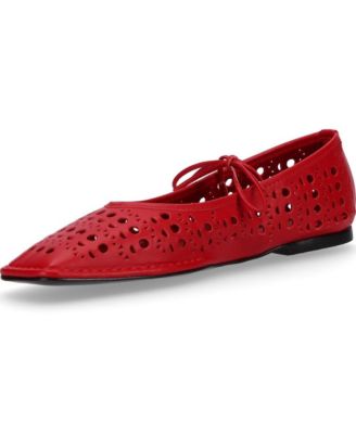 Sway Slit Red Leather Ballet Flats