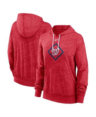 Women's Red Washington Nationals Diamond Icon Gym Vintage Lightweight Hooded Top