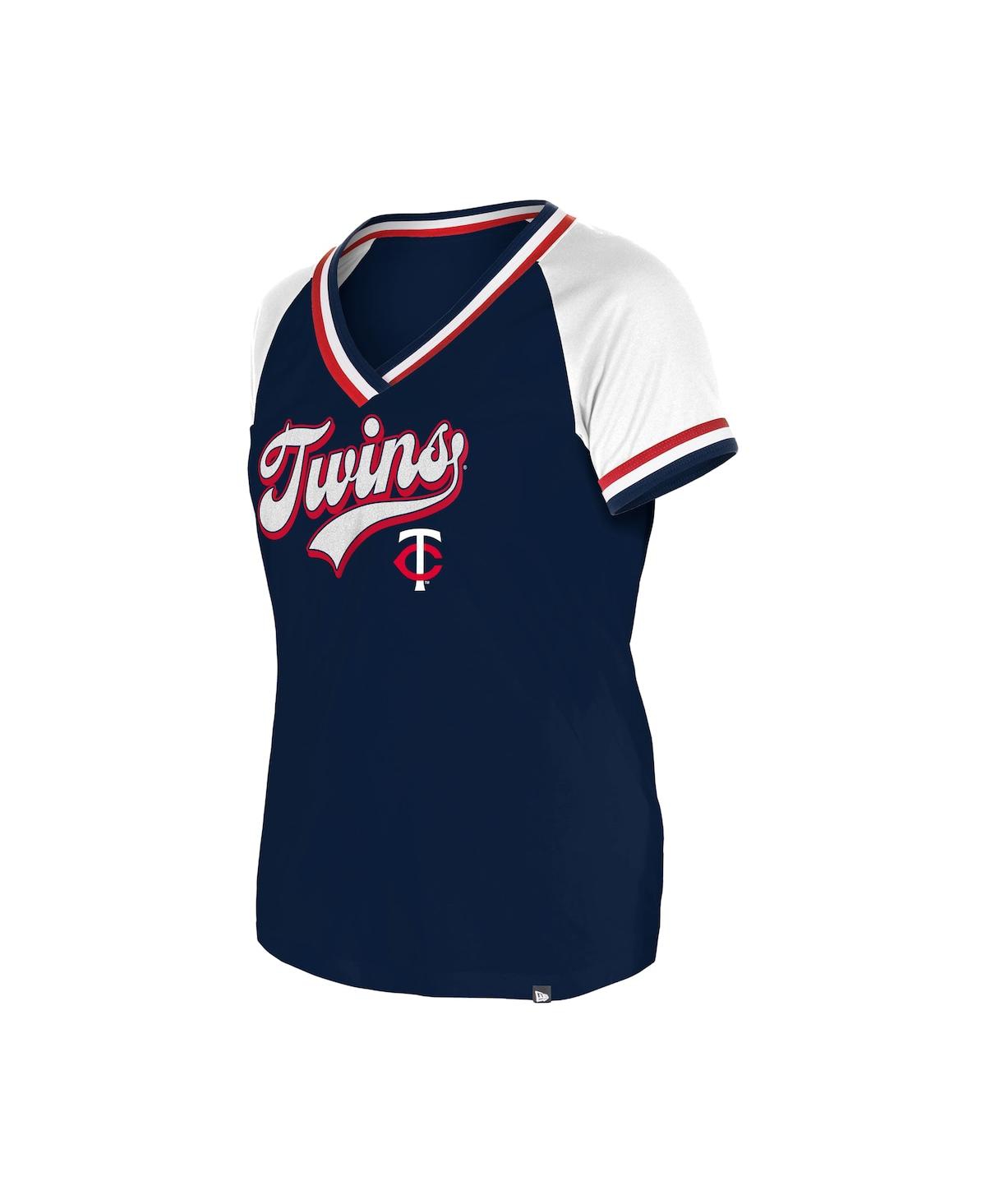 Shop New Era Women's Navy Minnesota Twins Gameday Raglan V-neck T-shirt
