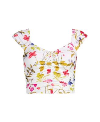 Plus Size Ruched Cap Sleeve Midkini Top