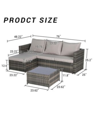 Streamdale 2-Piece Wicker Patio Set, L-Shaped, Ottoman, Lounger Table