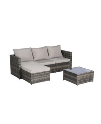Streamdale 2-Piece Wicker Patio Set, L-Shaped, Ottoman, Lounger Table