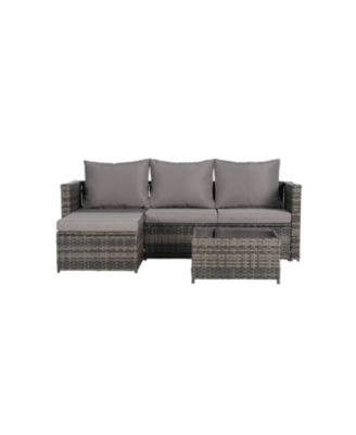 Streamdale 2-Piece Wicker Patio Set, L-Shaped, Ottoman, Lounger Table