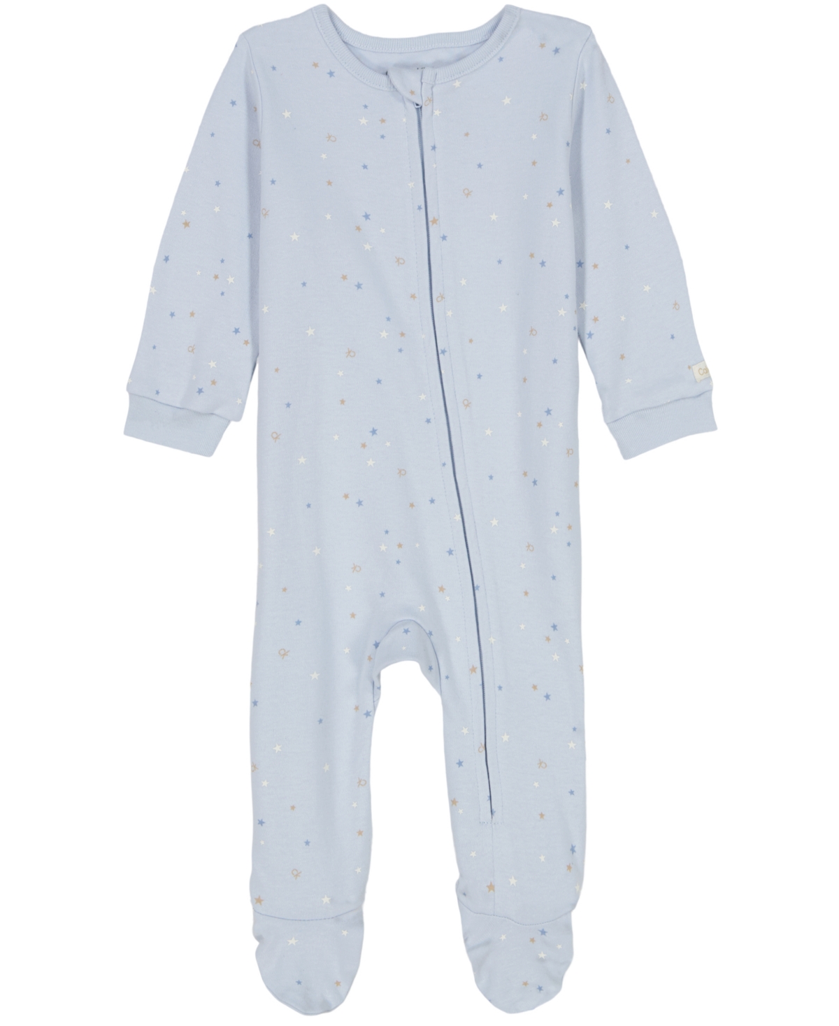 Calvin Klein Baby Boys Printed Knit Footed Zip-up Coverall In Light Blue