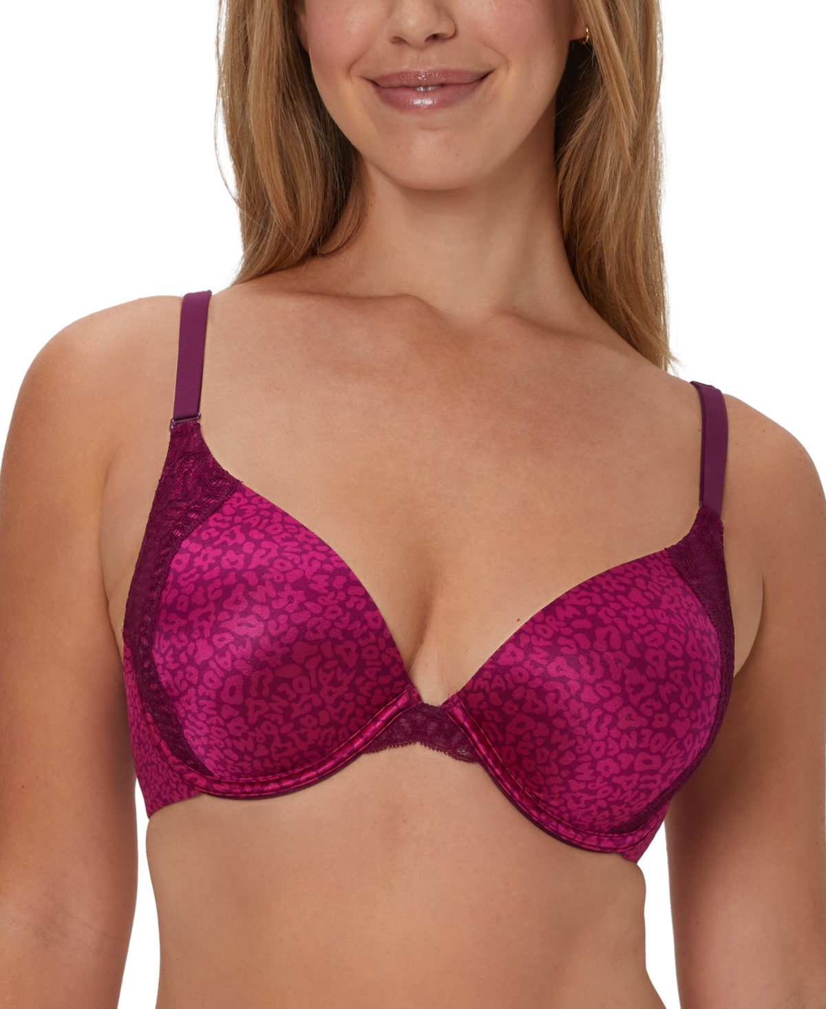 Maidenform Natural Boost Add-a-size Shaping Underwire Bra 9428 In Autumn Orchid Spotted Mf Animal Print