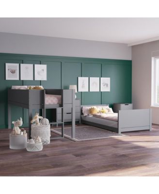 Samuel Kids Bunk Bed With Convertible, Solid Wood Frame And Easy-To-Climb Ladder With No Box Spring Required