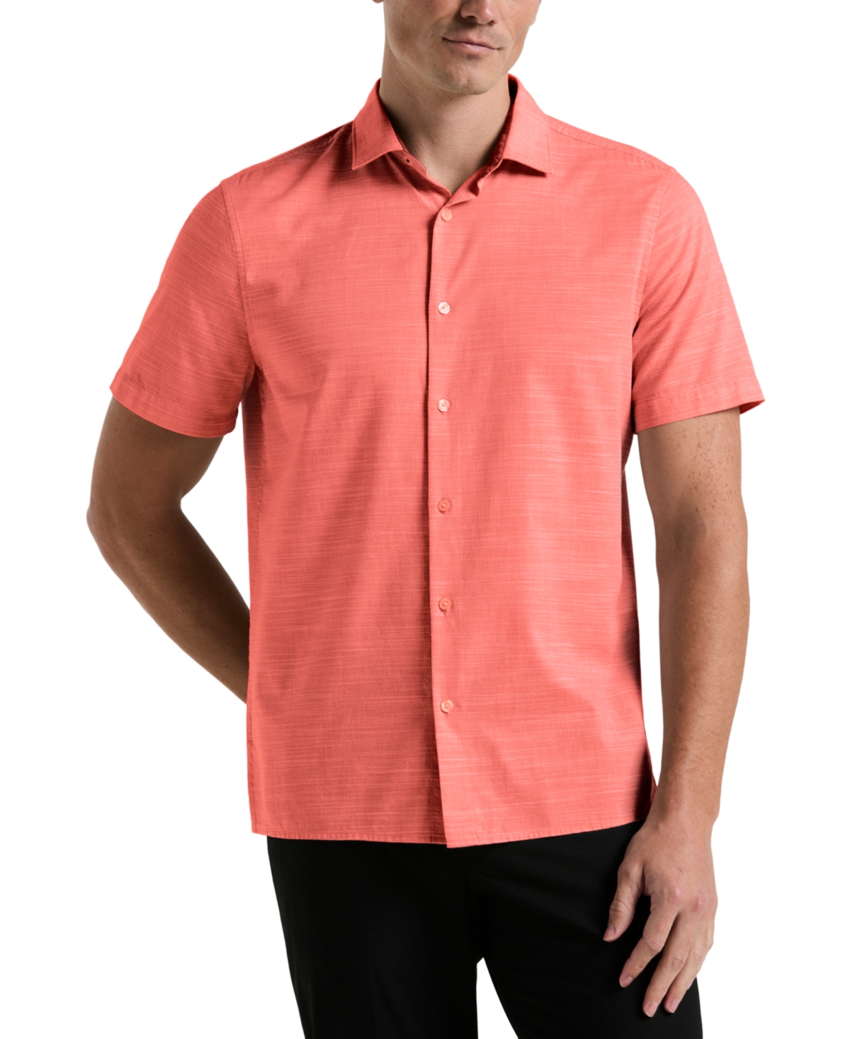 Men's Cotton Dobby Short Sleeve Button-Front Shirt - Otter