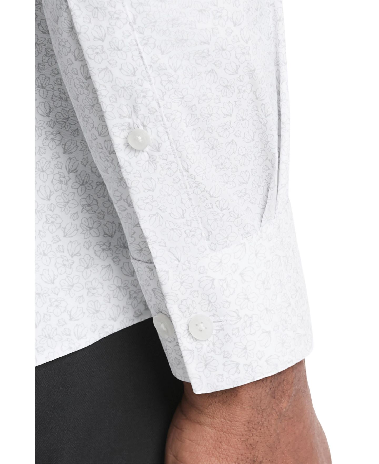 Мужская рубашка Michael Kors Eco Passport Stretch Untucked Slim Fit Dress Shirt, цвет: Серый — фото 4