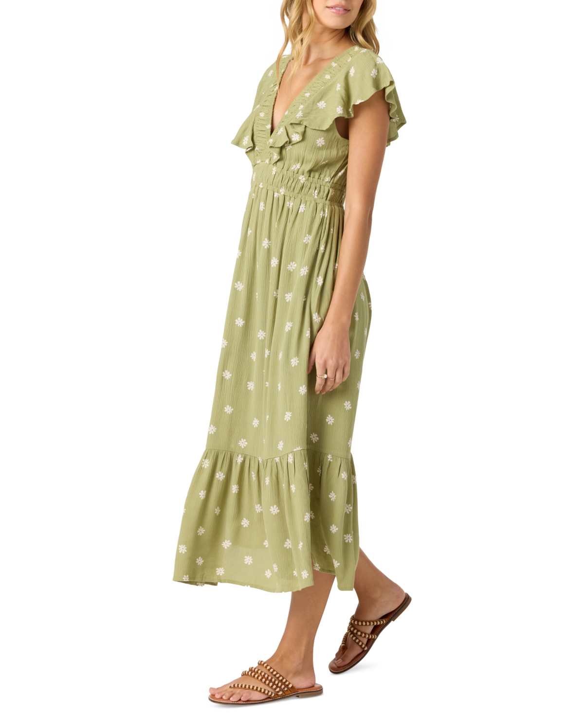 O'neill Juniors' Zetta Esme Short-sleeve Midi Dress In Mosstone
