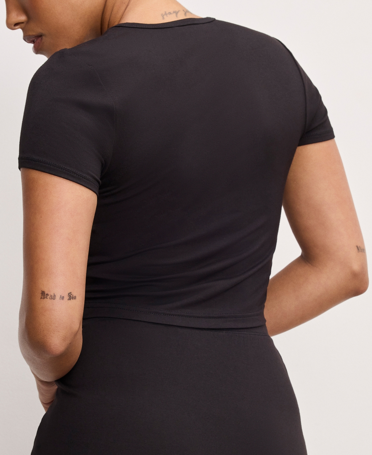Shop Good American Women's Stretch Jersey Top In Black001