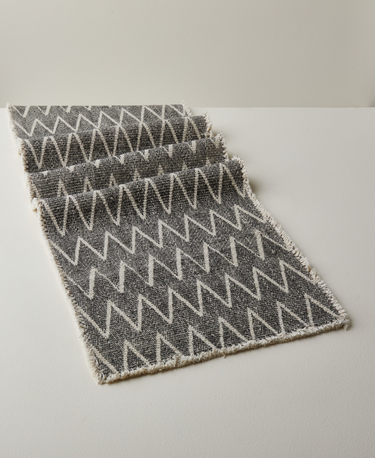 Tableau Black Zig Zag Runner, 72" X 14" In Black,white