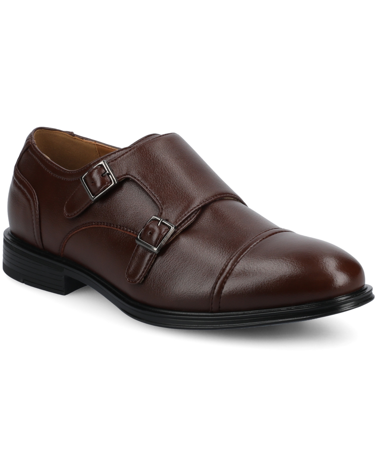 Vance Co. Vance Dillon Cap-toe Double Monk Strap Dress Shoe In Mahogany