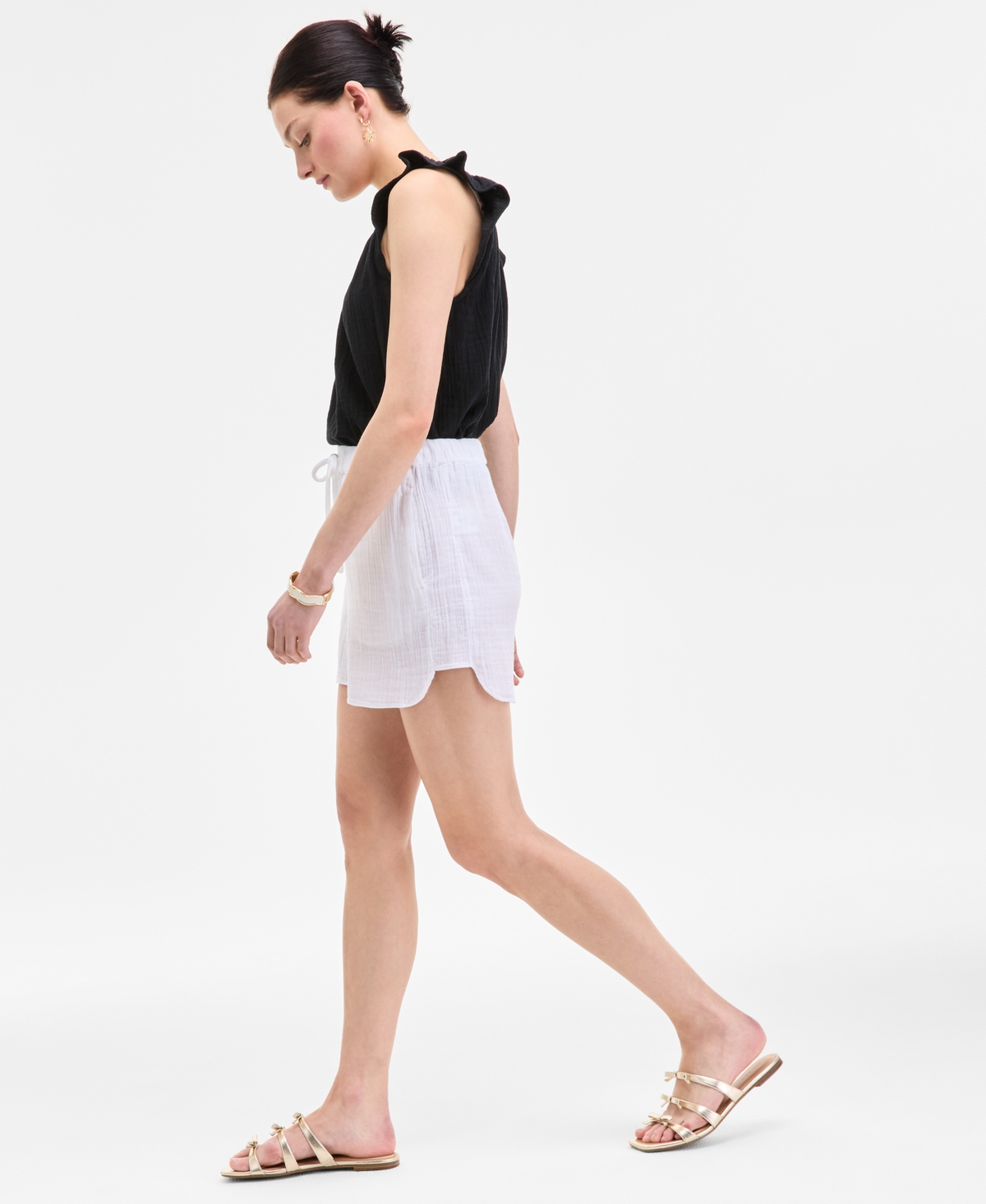 On 34th Women's Cotton Gauze Drawstring Shorts, Exclusively At Macy's