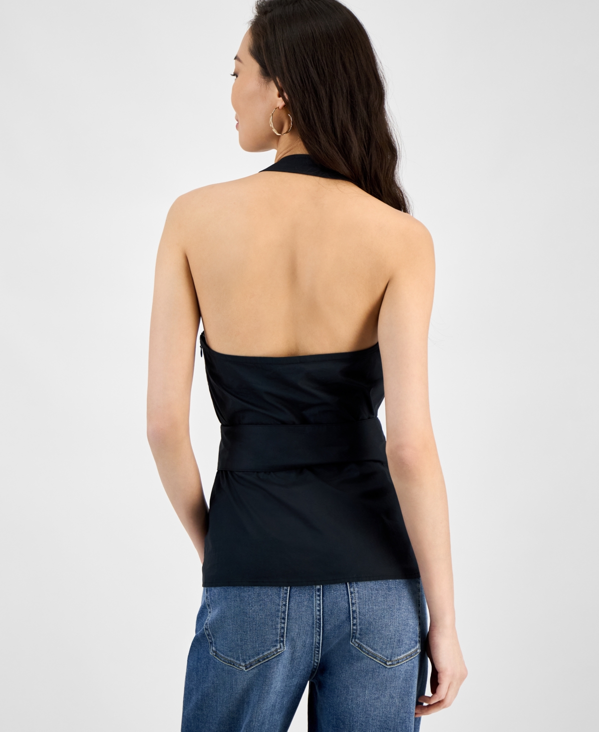Inc International Concepts Women's Cotton Belted Surplice Top, Exclusively At Macy's