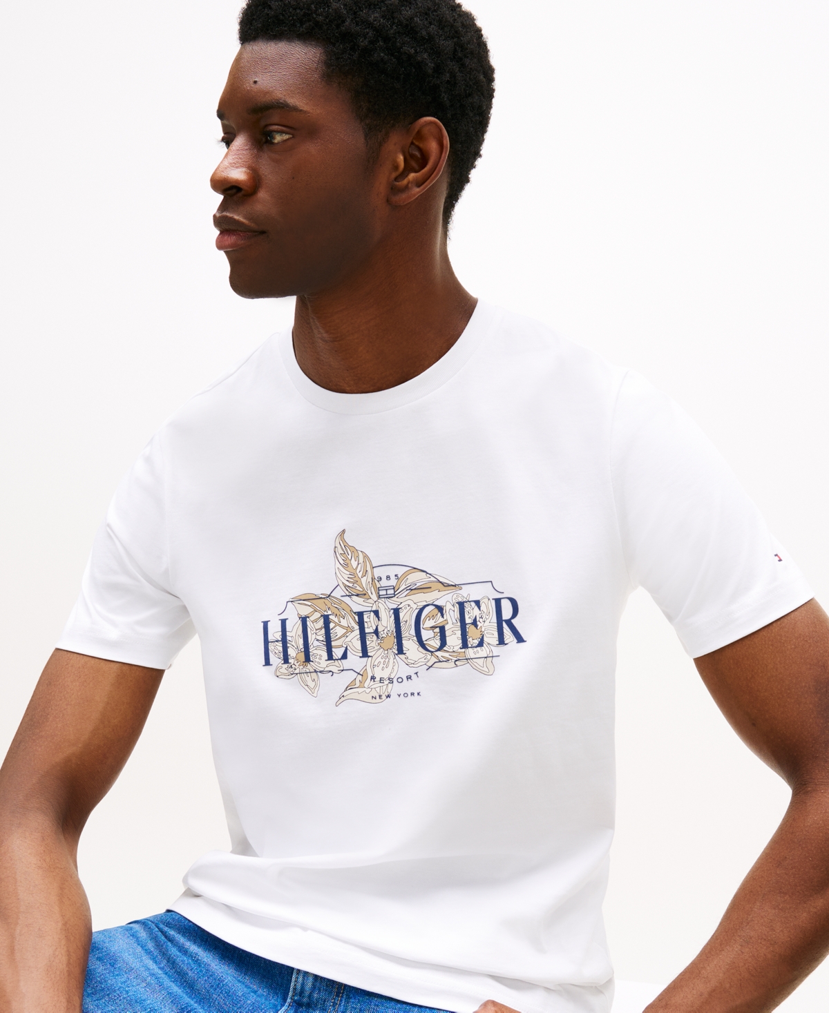 Tommy Hilfiger Tropical Floral Logo T In White