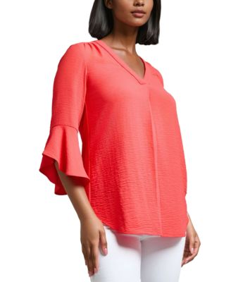 Women's V-Neck Bell-Sleeve Blouse