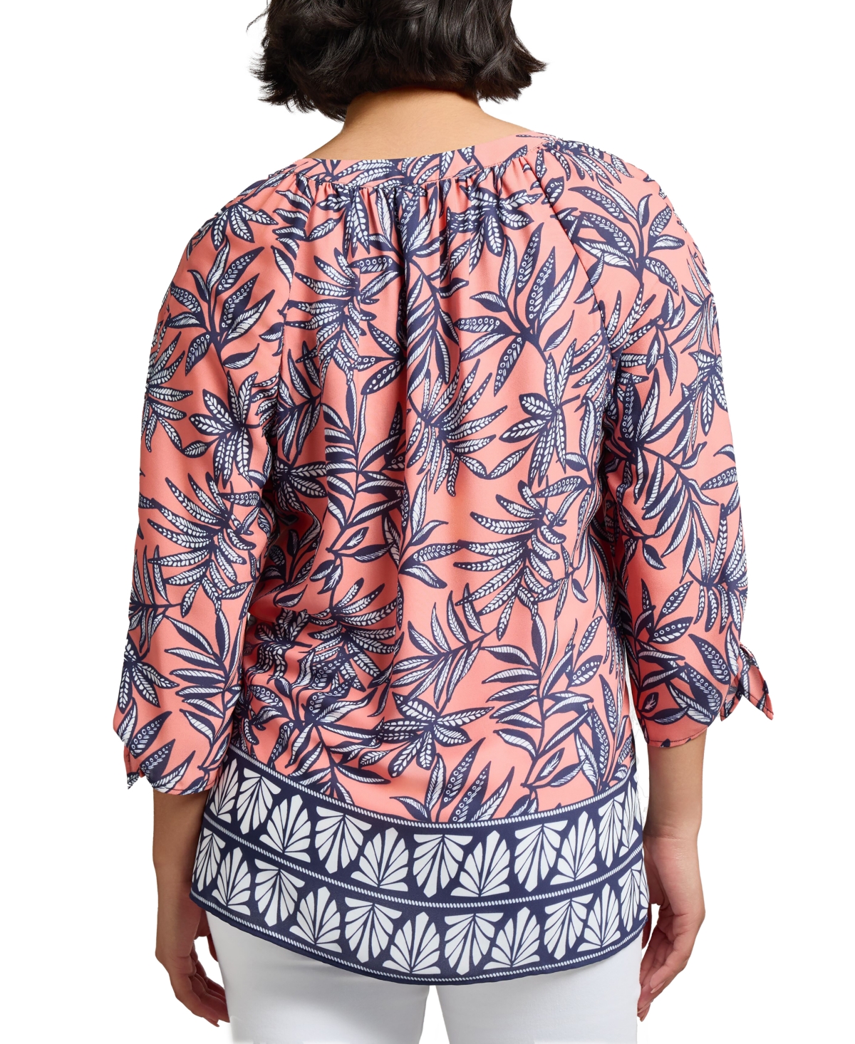 Jones New York Women's Mixed-print Split-neck Top In Multi