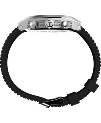 Men's Analog Black Rubber Strap Watch, 42mm