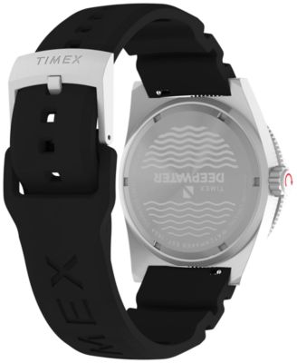 Men's Analog Black Rubber Strap Watch, 41mm